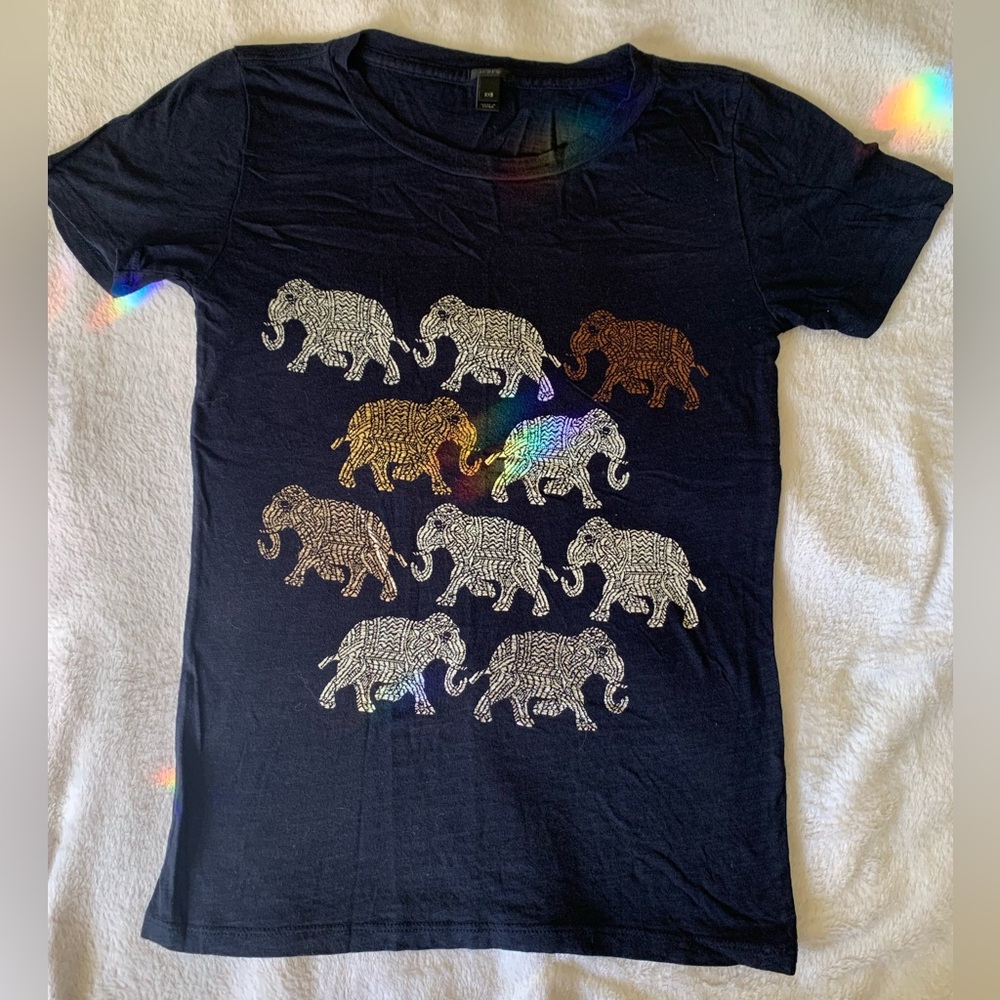 J. Crew Metallic Elephant Graphic Tee